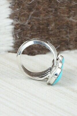 Turquoise & Sterling Silver Ring - Sheena Jack - Size 7.75