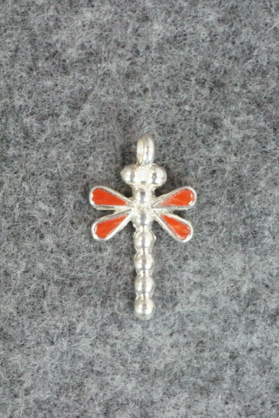 Coral & Sterling Silver Pendant - Zuni