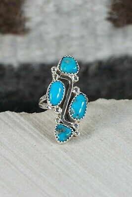 Navajo 4 Stone Turquoise and Sterling Silver Ring - Roberta Begay - 7.75 - High Lonesome Trading