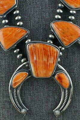 Navajo Spiny Oyster & Sterling Silver Squash Blossom - Raymond Delgarito - High Lonesome Trading