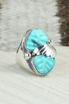 Turquoise & Sterling Silver Ring - Lyolita Tsattie - Size 7