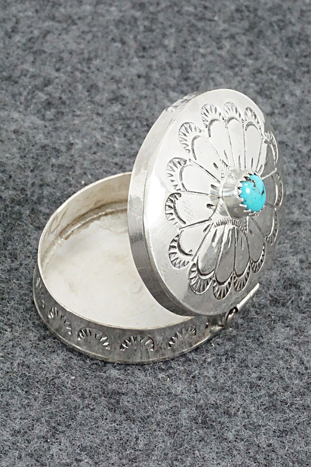 Turquoise & Sterling Silver Pill Box - Elouise Curtis