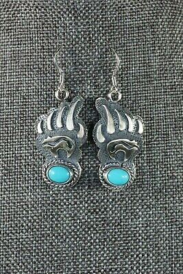 Turquoise & Sterling Silver Bear Claw and Bear Earrings - Ross Antonio - Navajo - High Lonesome Trading