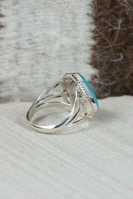 Navajo Turquoise & Sterling Silver Ring - Grace Kenneth - Size 8.5