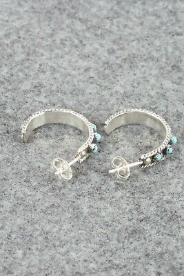 Turquoise & Sterling Silver Hoop Earrings - Georgiann Chavez