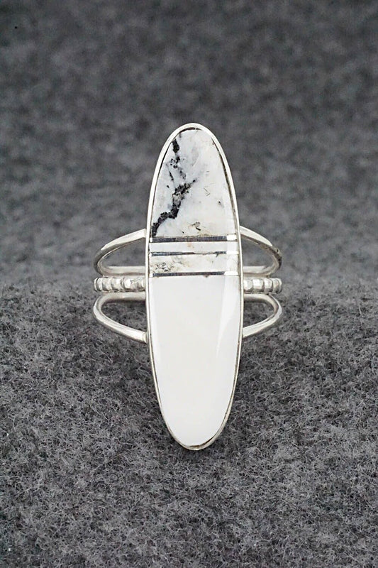 White Buffalo & Sterling Silver Ring - Harold Smith - Size 8