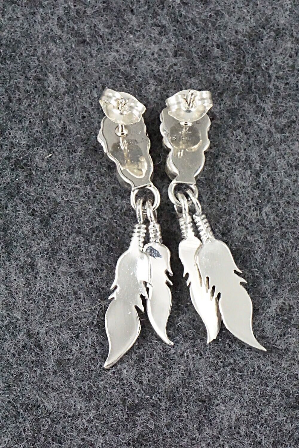Coral & Sterling Silver Earrings - Adelarae Yazzie