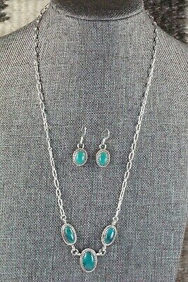 Navajo Turquoise & Sterling Silver Necklace and Earrings Set - Mark Barney