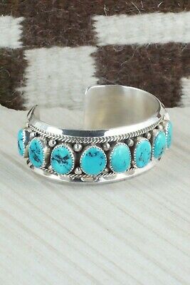 Turquoise & Sterling Silver Bracelet - Leslie Nez