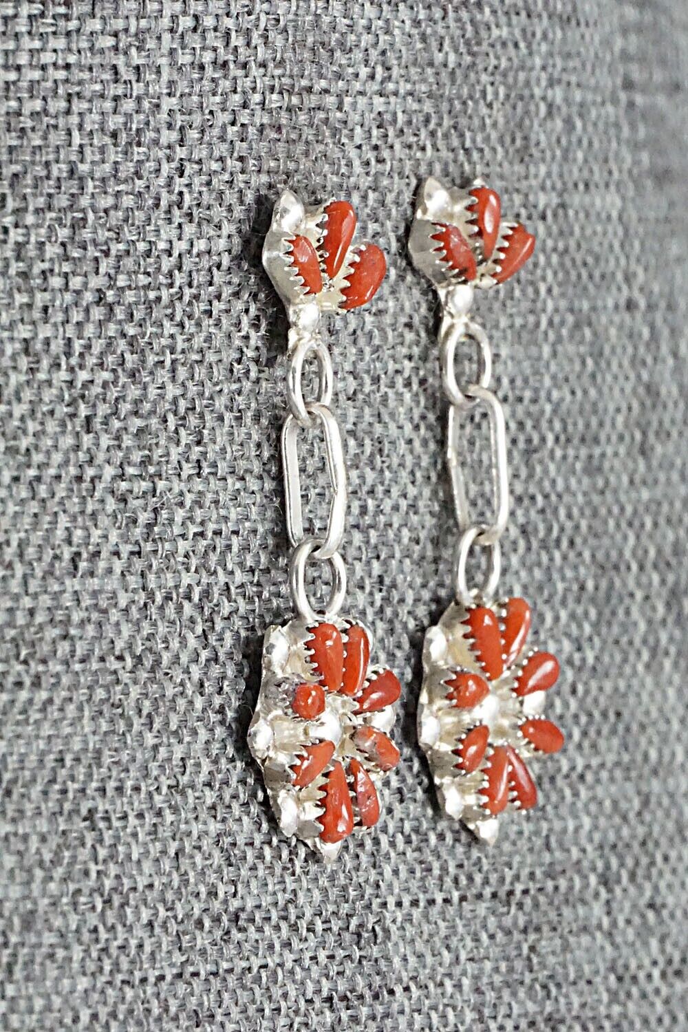 Coral & Sterling Silver Earrings - David Leekity