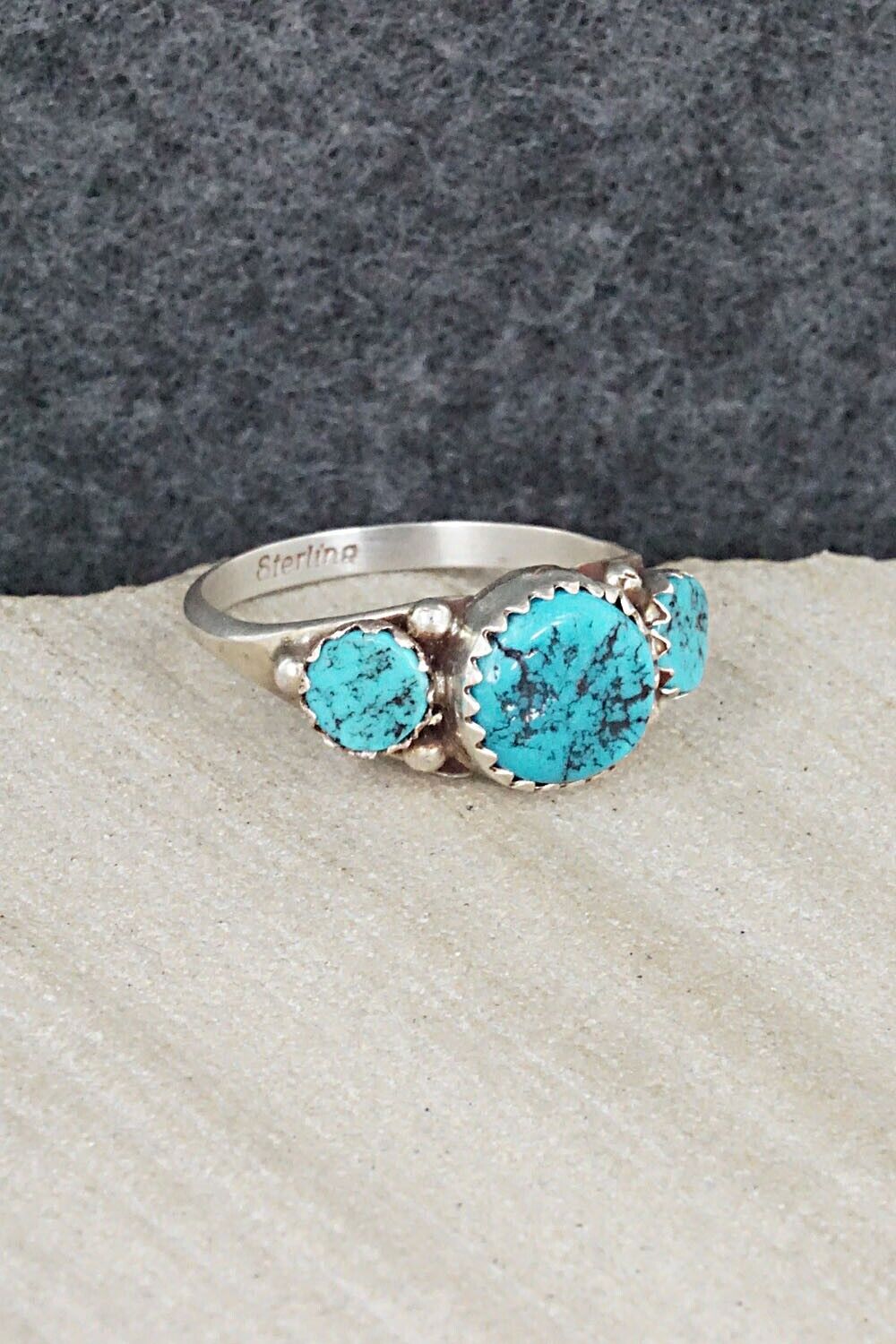 Turquoise & Sterling Silver Ring - Freda Martinez - Size 7.75