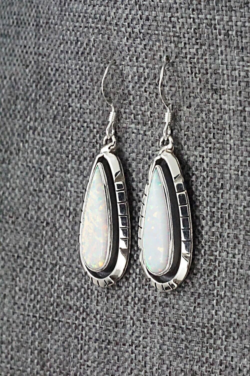 Opalite & Sterling Silver Earrings - Amos Begay