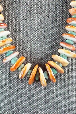 Spiny Oyster, Turquoise & Sterling Silver Necklace - Navajo
