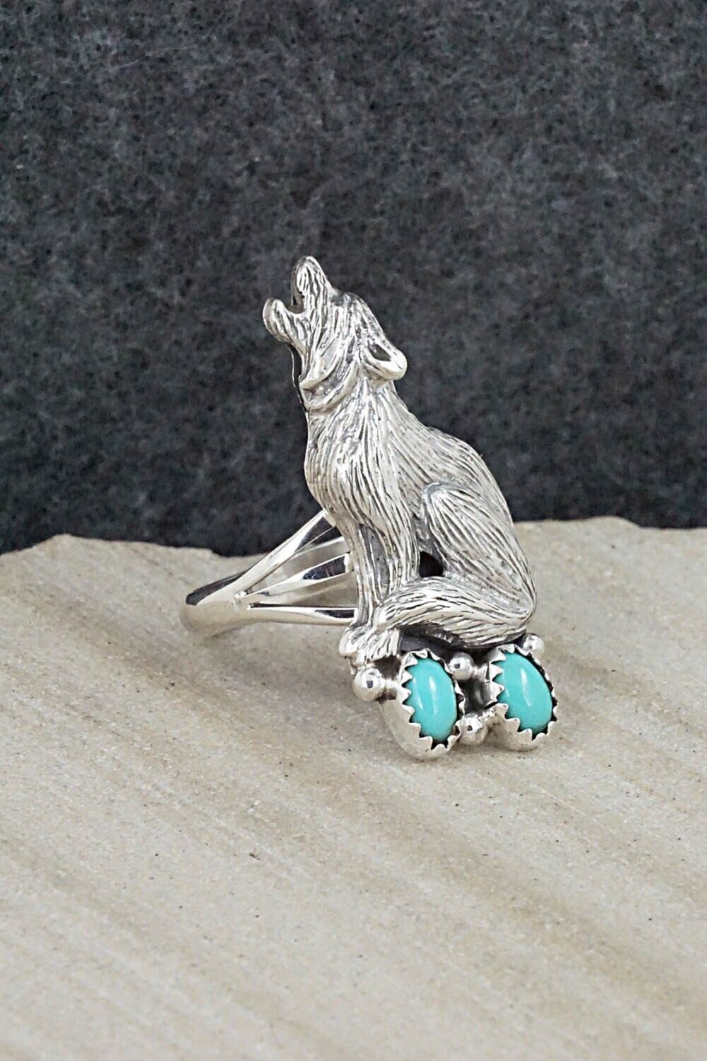 Turquoise & Sterling Silver Ring - William Begay - Size 8.75