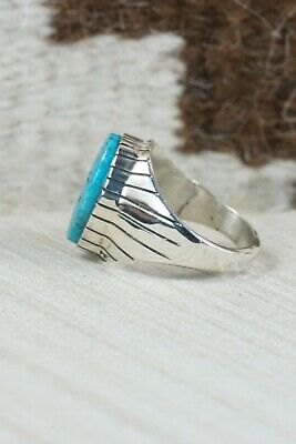 Navajo Turquoise and Sterling Silver Ring - Ray Jack - Size 10.75