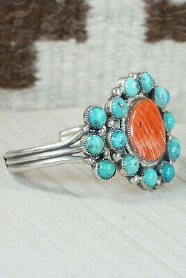 Navajo Turquoise & Spiny Oyster Bracelet - Roberta Begay