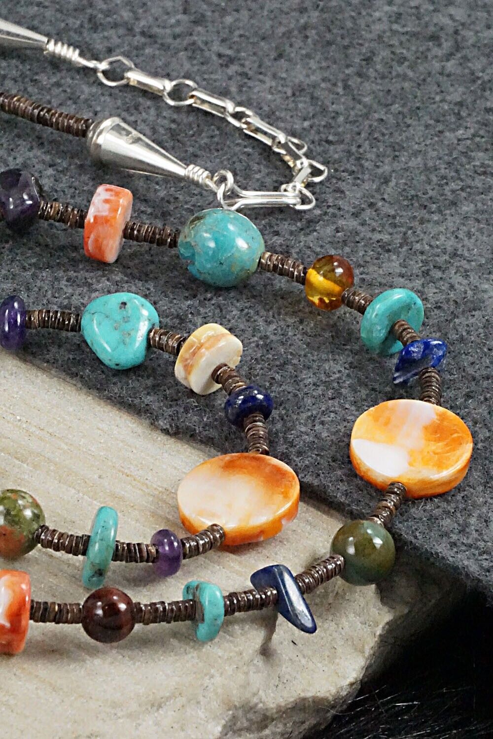 Multi Stone and Sterling Silver Necklace - Helen Tsosie