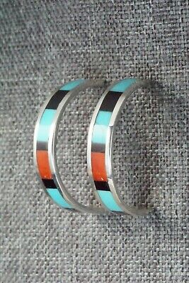 Multi Stone Inlay & Sterling Silver Earrings - Robin Chavez