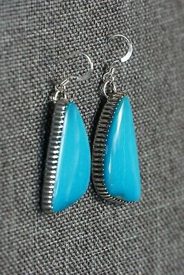Navajo Turquoise & Sterling Silver Earrings - Alvin Joe - High Lonesome Trading