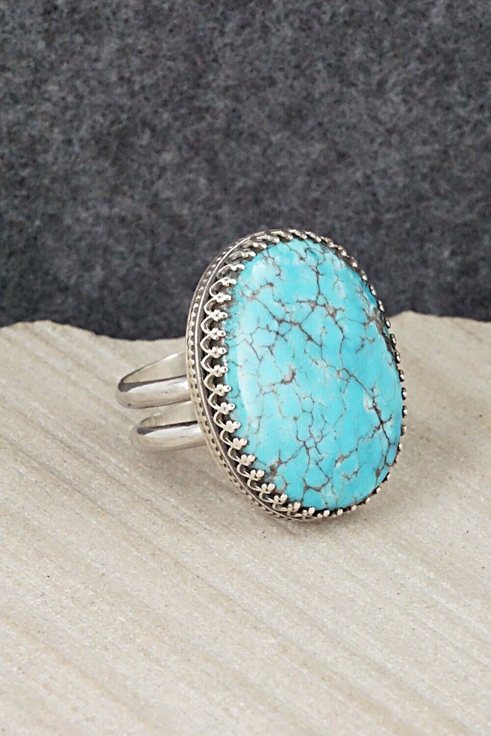 Turquoise & Sterling Silver Ring - Matilda Chattin - Size 8