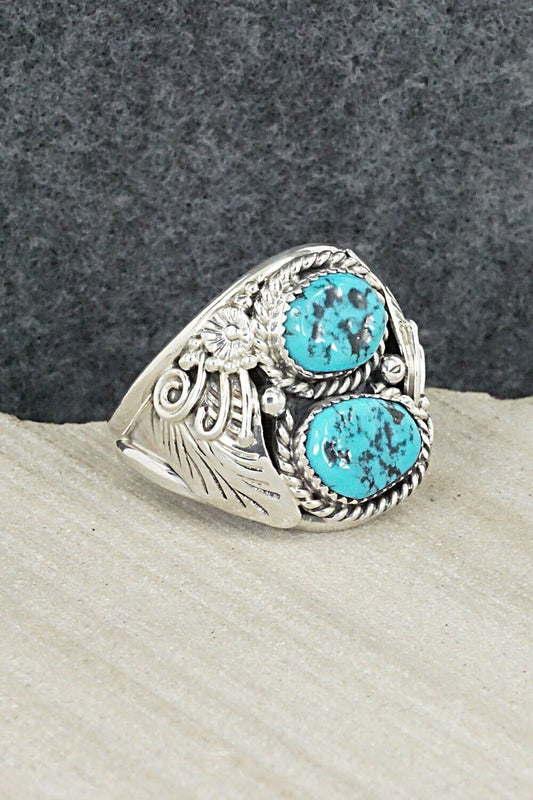 Turquoise & Sterling Silver Ring - Leonard Spencer - 12.5