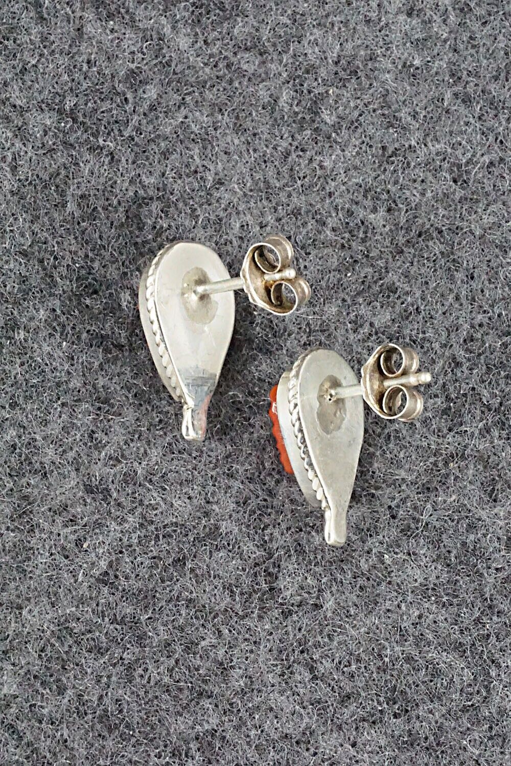 Coral & Sterling Silver Earrings - Shirley Walela