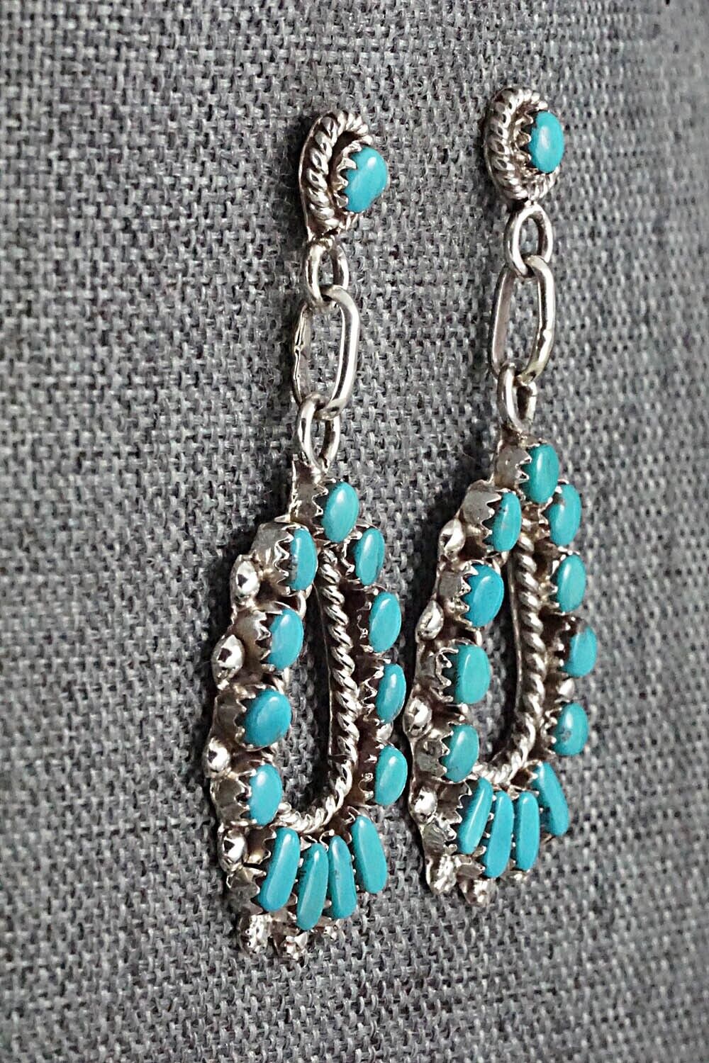 Turquoise & Sterling Silver Earrings - Vangie Tsabetsaye