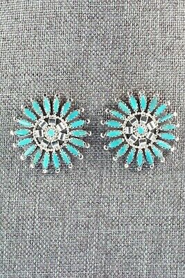 Turquoise and Sterling Silver Earrings - Nathaniel Nez