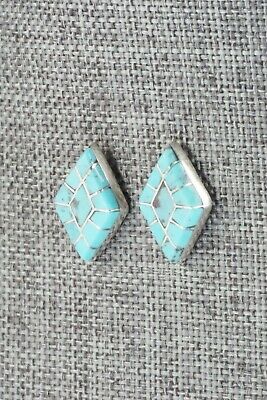 Turquoise & Sterling Silver Earrings - Constance Espaloose