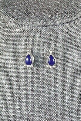 Navajo Lapis and Sterling Silver Earrings - Bertha Shorty