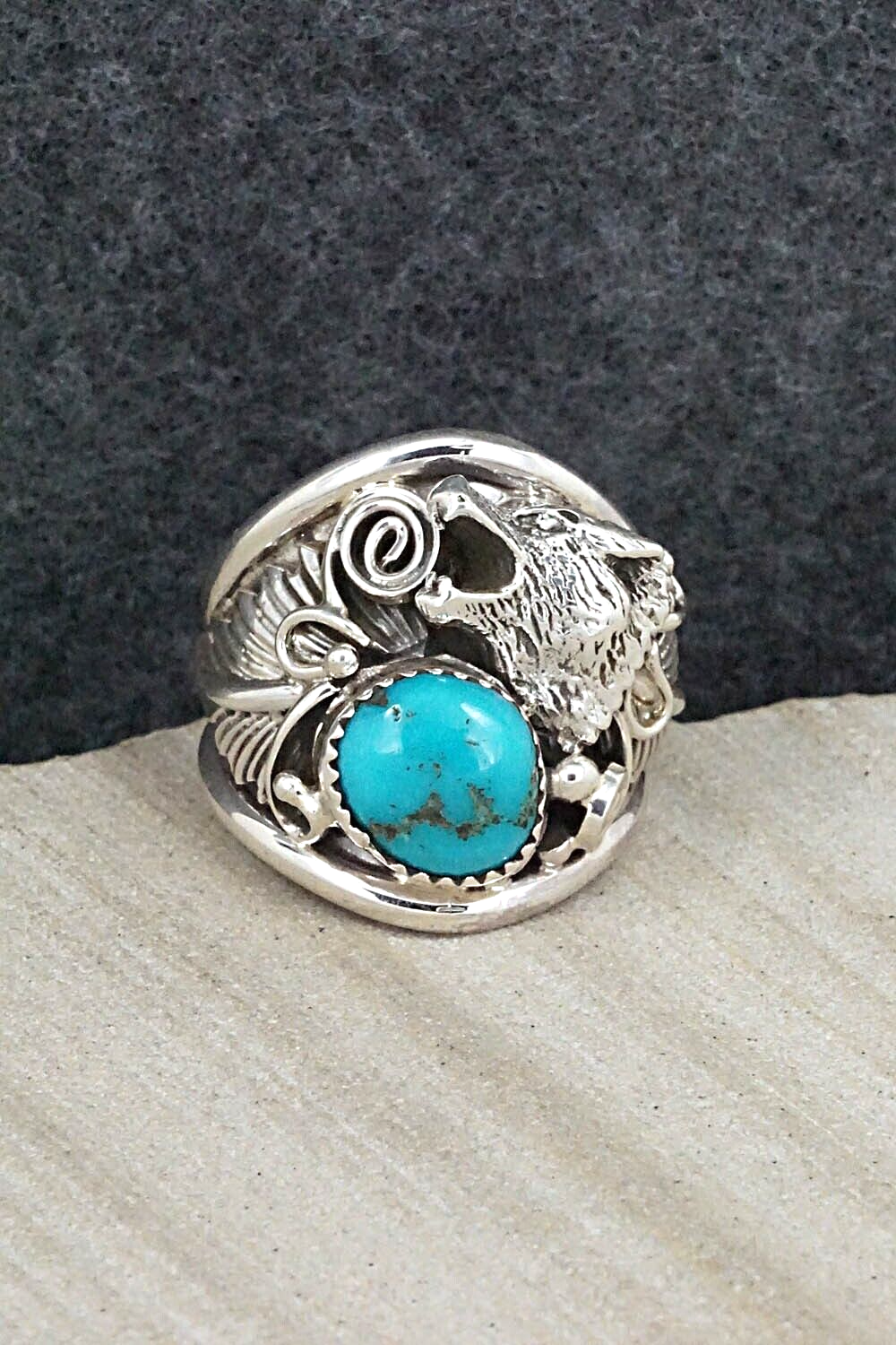 Turquoise & Sterling Silver Ring - Jeannette Saunders - Size 11.75