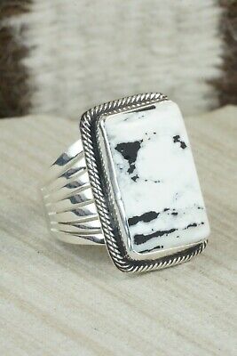 White Buffalo & Sterling Silver Ring - Akee Douglas - Size 12