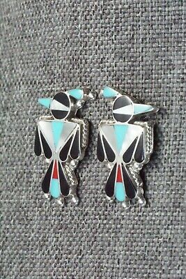 Multi Stone Inlay & Sterling Silver Earrings - Fabian Cellicion
