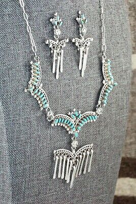 Turquoise & Sterling Silver Necklace and Earrings Set - Rosa Fambrough