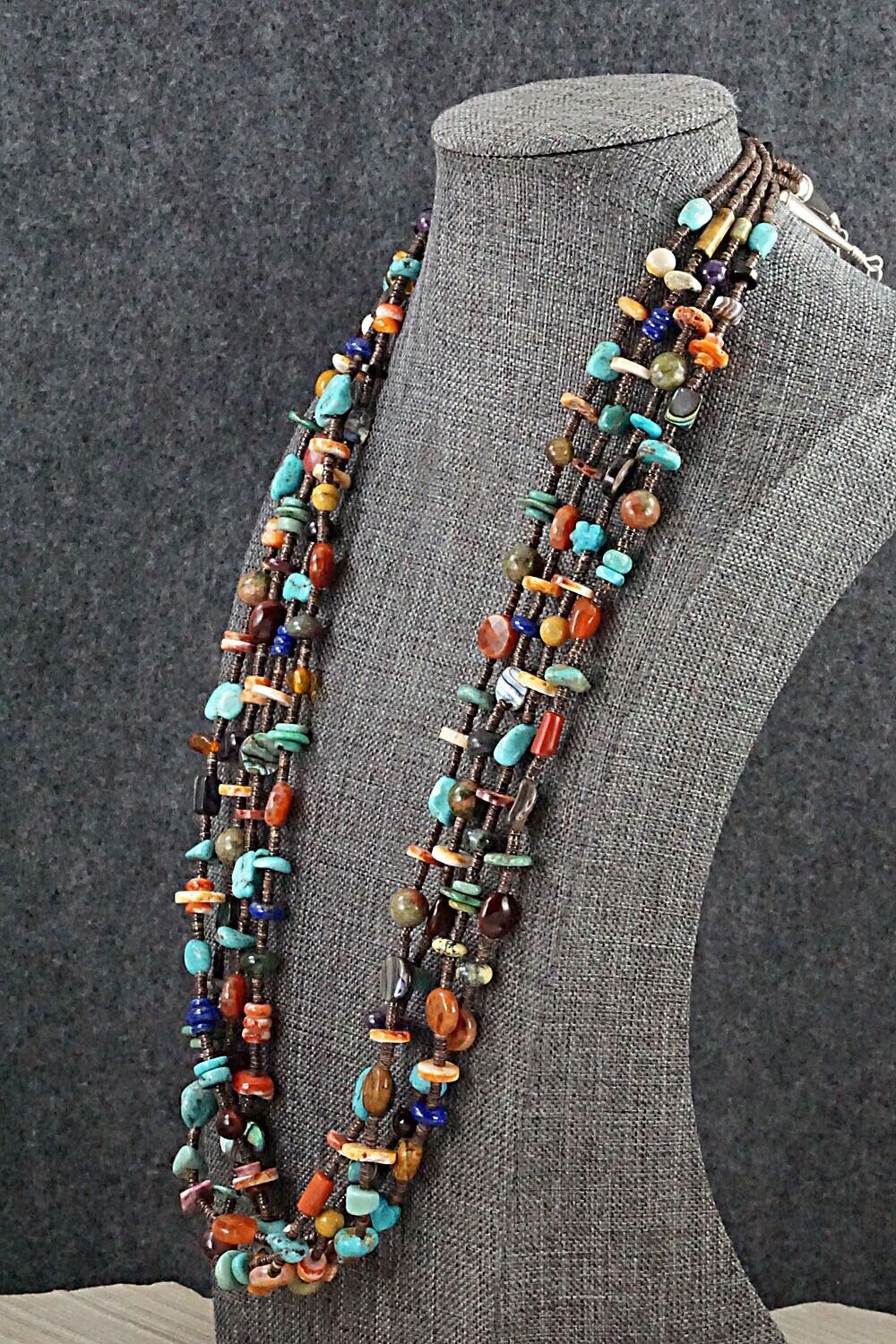 Multi Stone and Sterling Silver Necklace - Helen Tsosie