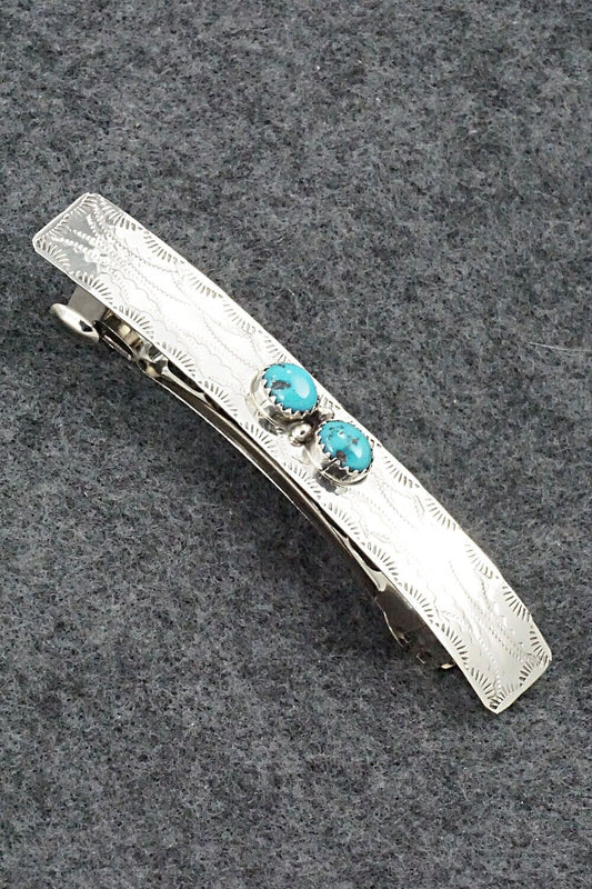 Turquoise & Sterling Silver Hair Barrette - Sally Arviso