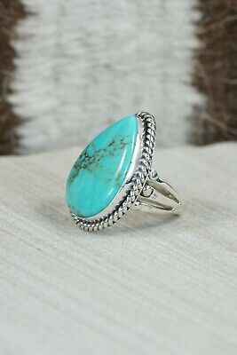 Navajo Turquoise and Sterling Silver Ring - Tom Dinetso - Size 4.25