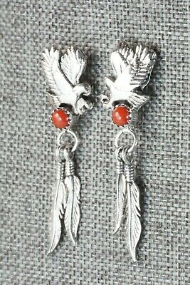 Coral & Sterling Silver Earrings - Isabelle Yazzie