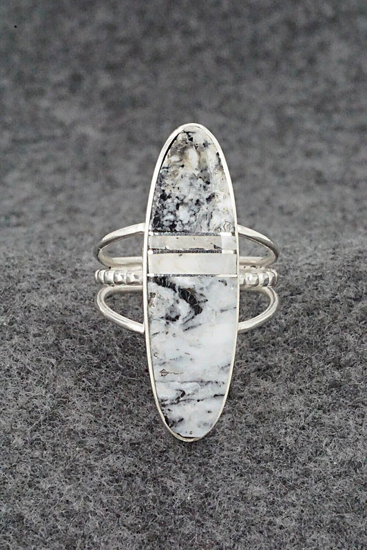 White Buffalo & Sterling Silver Ring - Harold Smith - Size 8