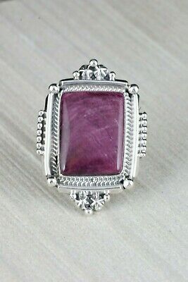 Navajo Spiny Oyster and Sterling Silver Ring - Samuel Yellowhair - Size 5.75 - High Lonesome Trading
