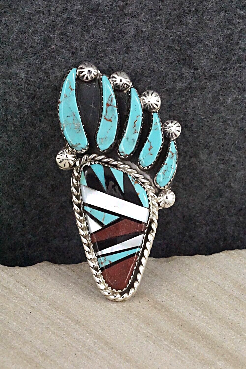 Multi-Stone & Sterling Silver Ring - Ben Livingston - Size 9.5