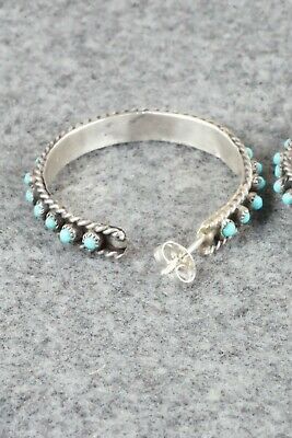 Turquoise & Sterling Silver Hoop Earrings - Georgiann Chavez