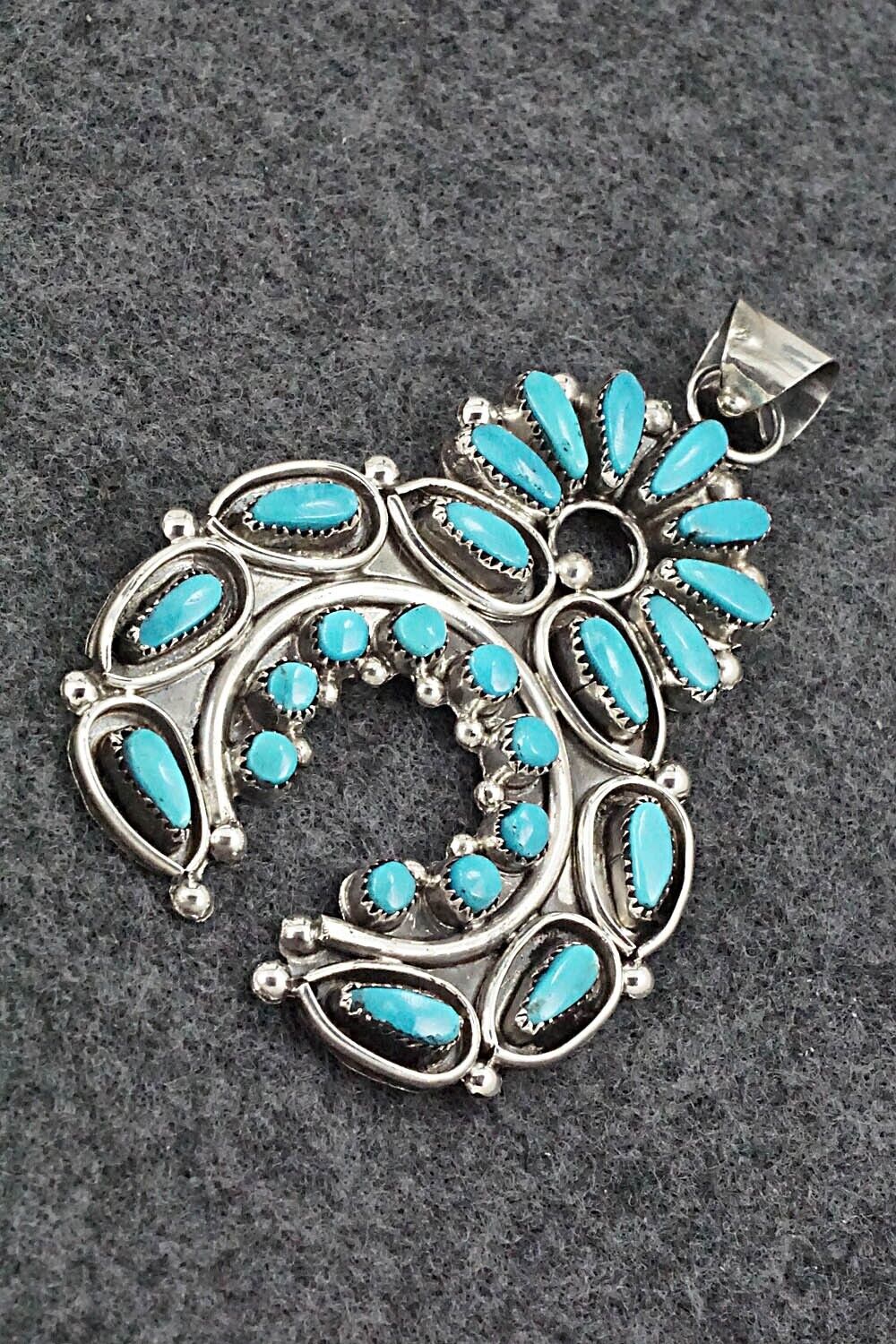 Turquoise and Sterling Silver Naja Pendant - Vie Bobelu
