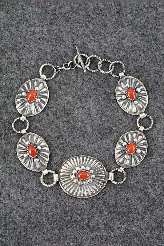 Coral and Sterling Silver Bracelet - Andrew Gordon