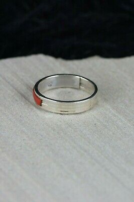 Navajo Coral and Sterling Silver Ring - Andrew Enrico - Size 6.75 - High Lonesome Trading