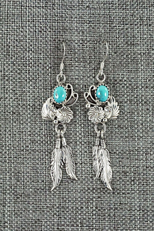 Turquoise & Sterling Silver Earrings - Lee Shorty