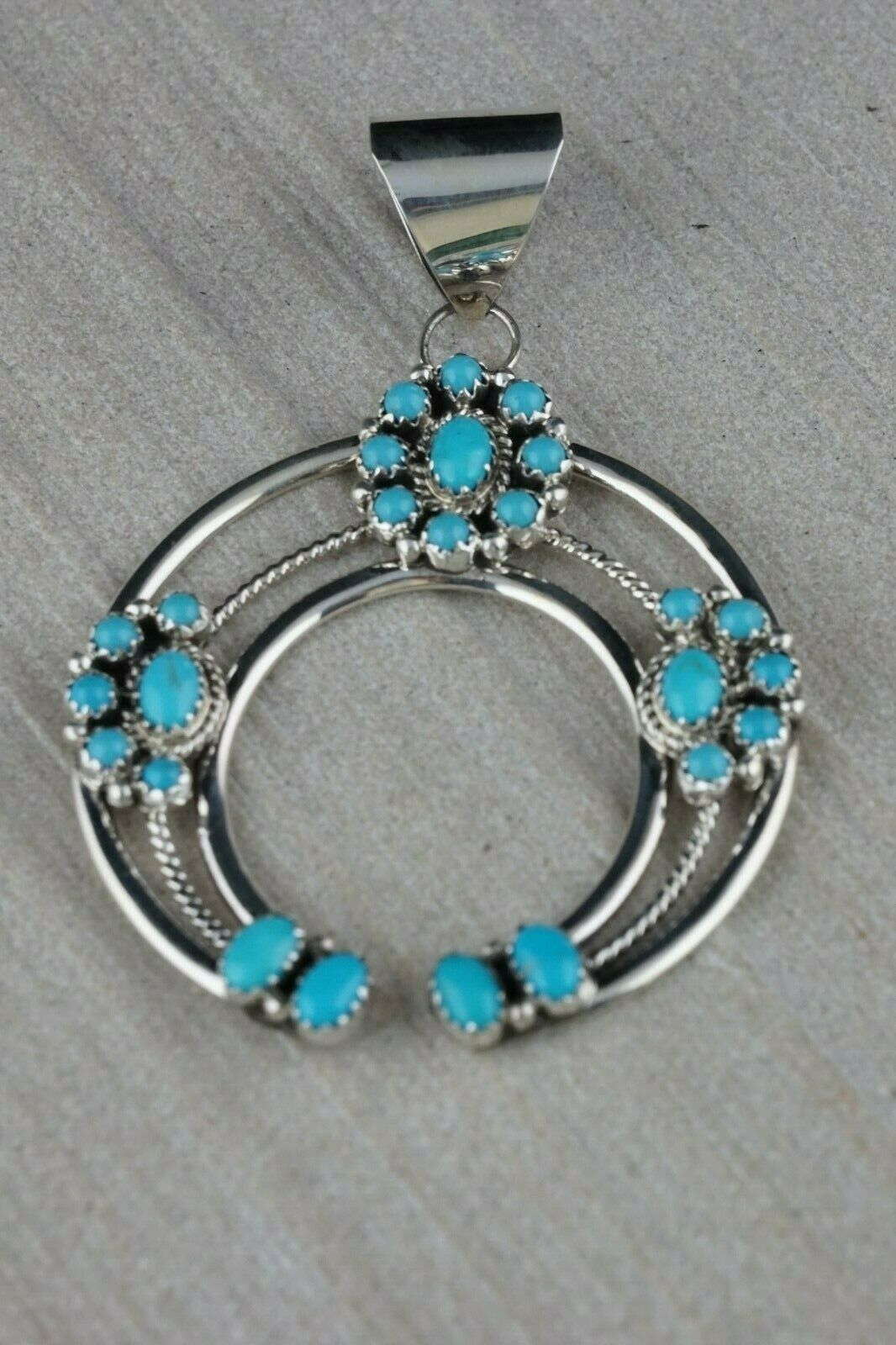 Turquoise and Sterling Silver Pendant - Leon Kirlie - Navajo - High Lonesome Trading