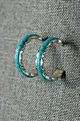 Zuni Turquoise & Sterling Silver Earrings - Sheldon Lalio - High Lonesome Trading