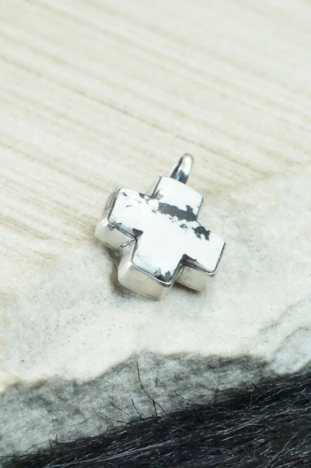 White Buffalo & Sterling Silver Cross Pendant - Diane Wylie