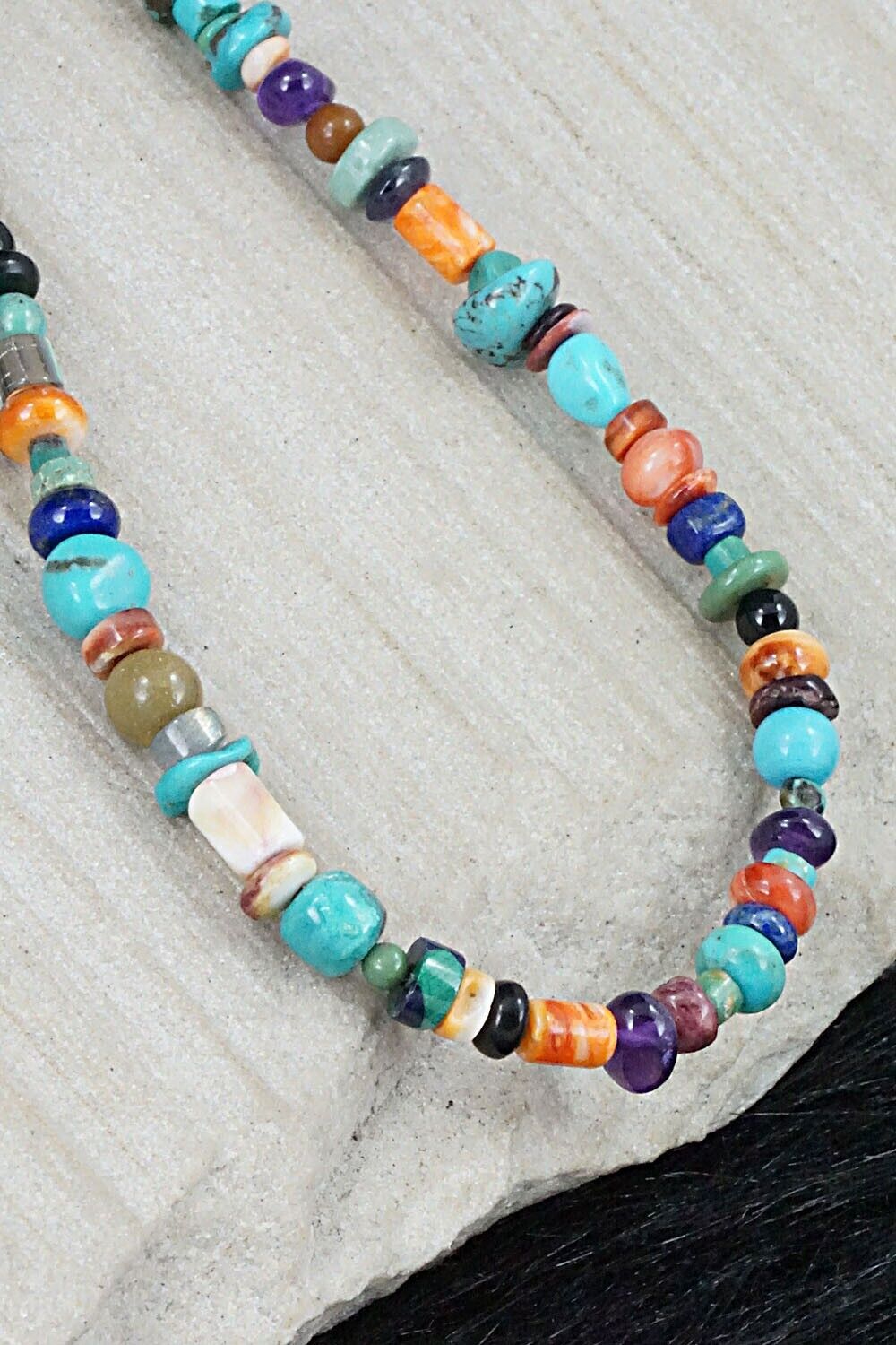 Multi Stone and Sterling Silver Necklace - Helen Tsosie